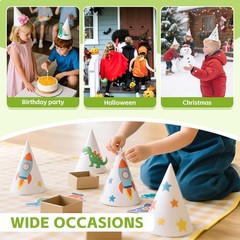 20 Pieces White Paper Party Hats for Kids Birthday, Decorative Bulk Cone Craf…