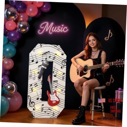 Music Theme Birthday Decorations, Musical Party Decor Light Up Marquee Number 0