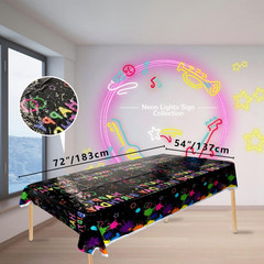 Glow Neon Party Supplies- Glow in the Dark Glow Happy Birthday Banner, Plates, T