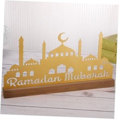 Enlarged 15.7in Metal Ramadan Table Sign – Eid Mubarak Tabletop Hollow Letters