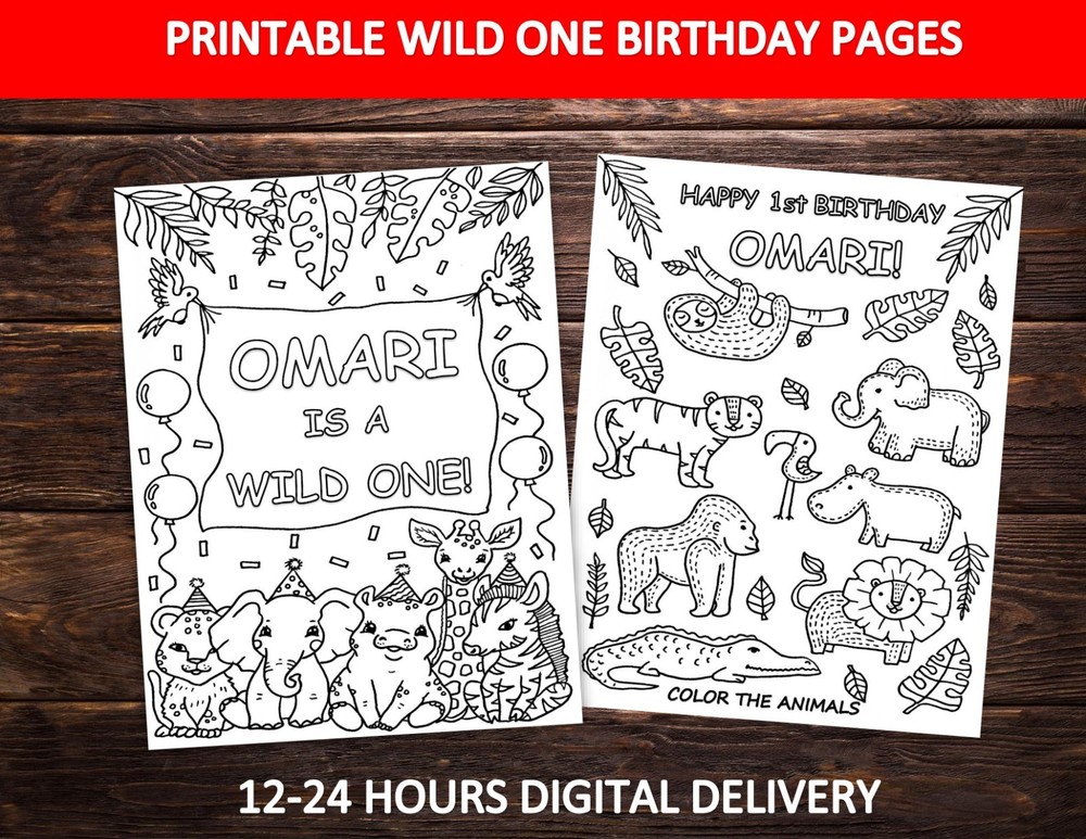 Wild One birthday coloring pages (PDF)