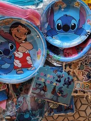 Stitch Party Supplies Decorations 280 Pcs Stickers Forks Spoons Plates Table
