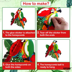 , Large Tropical Birds Honeycomb Cutouts – 9X7.7 Inch | Paper Bird Decorations,