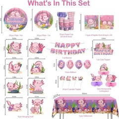 Axolotl Birthday Decorations Set for Girls