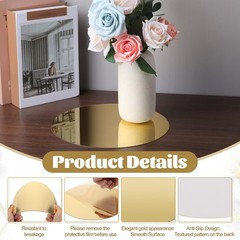12 Pcs Acrylic Mirror Centerpieces for Tables, 10 Inch Gold Circle Mirror Tra…