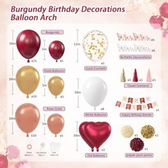 Burgundy Birthday Party Decorations with Happy Birthday Banner Tissue Tassels