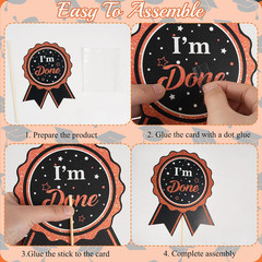 30Pcs Black Orange Granduation Decorations Class of 2026 Double Sided Graduation