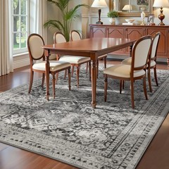 YOH Boho Washable Rug 8×10, Taupe Gray Vintage Non Slip Area Rug, Distressed …