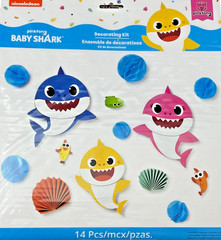 Baby Shark Nickelodeon Cartoon Birthday Party Wall Decorating Kit NEW 14 Pieces