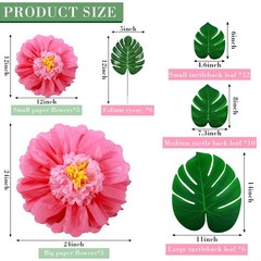 40 Pack Tropical Party Decorations 24 Inch Red Pink Yellow Hawaiian Decor