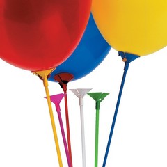 Fun Express Balloon Sticks with Cups 144 Piece Set 16.75 Inch Colorful Holders