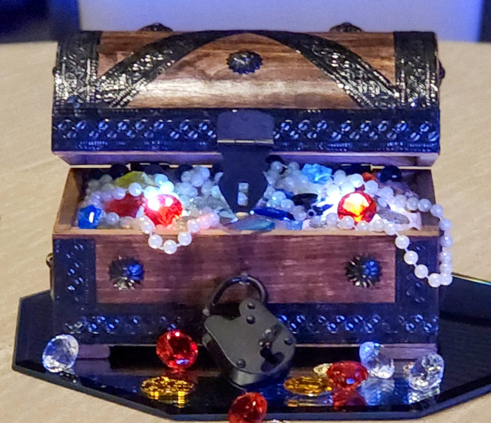 Pirate Treasure Chest Centerpiece Nautical Party Decor Gems Pearls Gold Coins