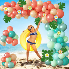 Tropical Balloon Garland Arch Kit, 12″10″5″ Rose Gold Blush Blue Balloons Artifi