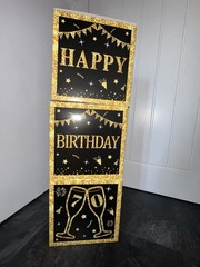 70th Birthday Decorative Boxes Stackable Cubes Black And Gold
