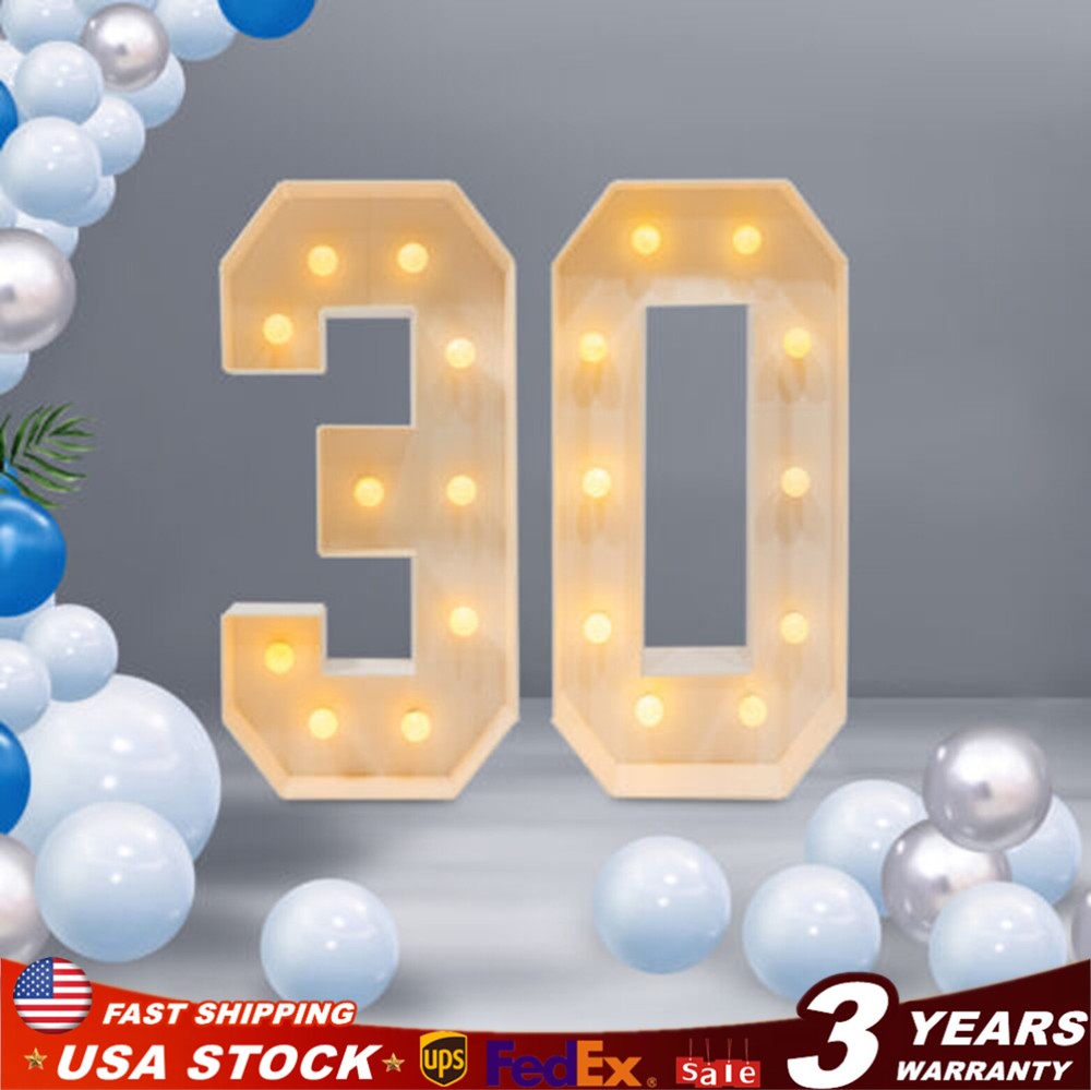 30th Birthday Decorations 3FT Marquee Light up Numbers 30 Birthday Number Lights
