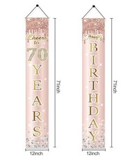 70th Birthday Decorations(Rose-Gold&Black)