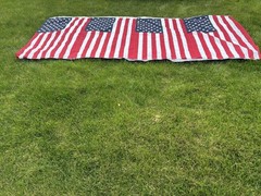 Large American Flag Backdrop 4 Sewn Flags Patriotic Event Display- 131×58.5 5”