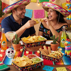 Mexican Fiesta Party Decorations – 50 Pcs Cinco De Mayo Paper Food Trays Disposa