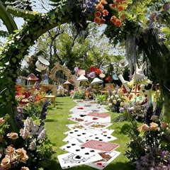 Wonderland Playing Card Aisle Runner Rug Party Decor Durable 118×16 inch New