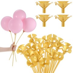 30pcs Gold Plastic Balloon Sticks,Balloon Sticks with Cups,Palitos para Globo