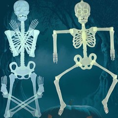 2PCS Luminous Halloween Human Skeleton Oversized Poseable Decor Party Prop 5FT