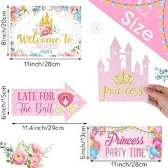 20 Pcs Princess Party Sign Decorations – Cute Pink Directional Wall Decor