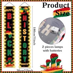 Black History Month Banner with Lights – African American Porch Decor, 70.9″x11.