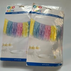321 Party Pastel Layered Tissue Garland 2-pack 6 ft each