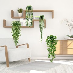 Sggvecsy Fake Hanging Plants 4 Pack Artificial 4 Pack, Green