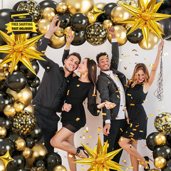 Black and Gold Balloon Arch Kit 117 PCS, Gold and Black Party Decorations, 2026