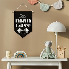 Little Man Cave Boy Nursery Wall Canvas Banner, Cars Room Decor for Boys, Che…