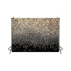 7x5ft Black and Gold Glitter Backdrop Happy New Year Eve Banner Decorations 2026