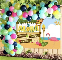 Tropical Balloons Arch Garland Kit Green Hot Pink Blue Latex Party Decor Luau