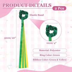 Rainbow Dance Ribbons, Wrist Streamers 20″ & 2 Pcs & Green & Yellow