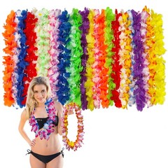 24Pcs Hawaiian Leis for Luau Party Decor, Colorful Flower Necklace,Tropical H…