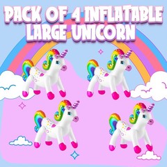 Inflatable Unicorn Party Decorations – (pack of 4) 24 Inch – Large Blow Up Ra…