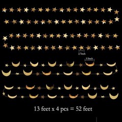 Celestial Gold Moon Star Garland – Perfect for Baby Showers & Eid Celebrations