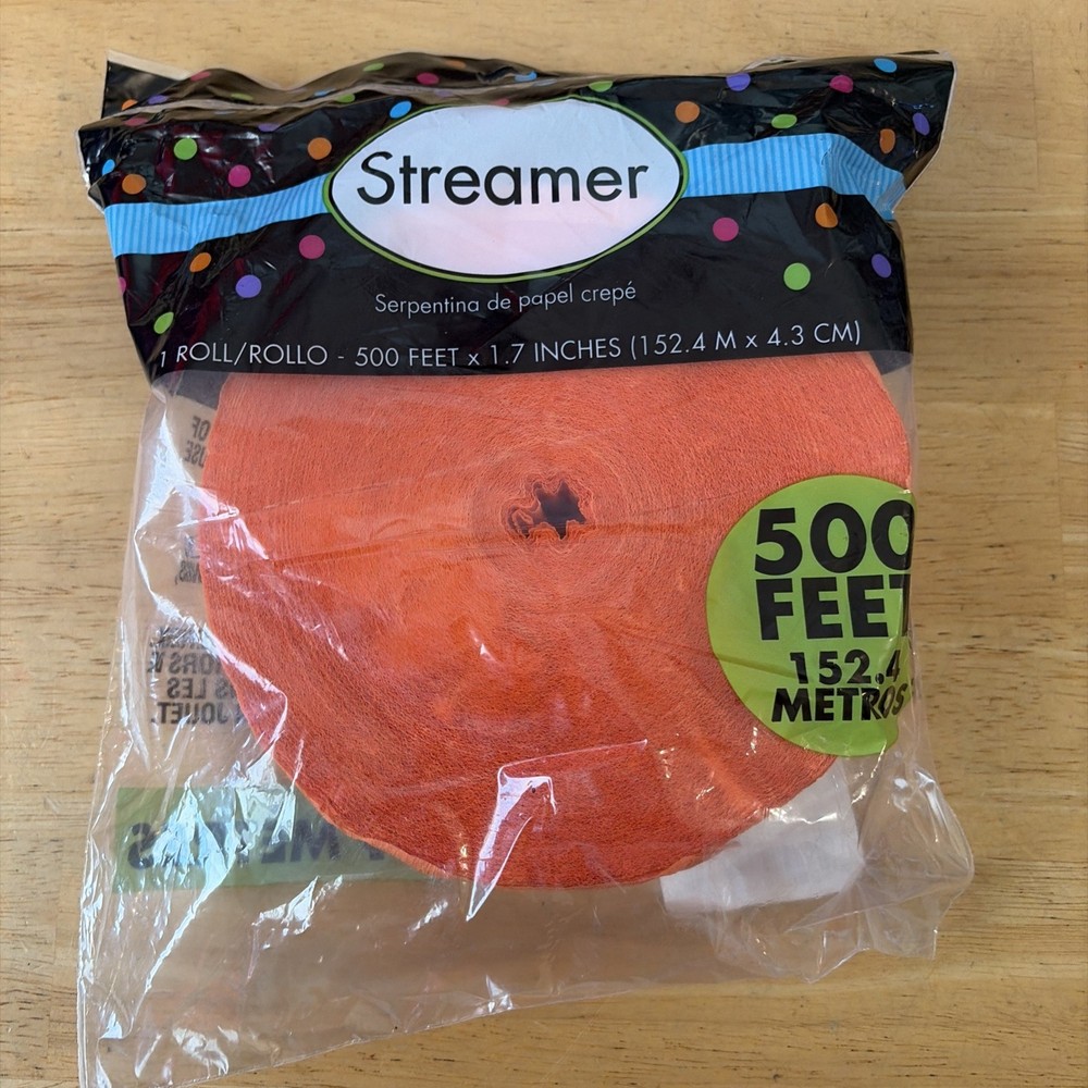 Orange Jumbo Crepe Paper Streamer Party Decor 500FT
