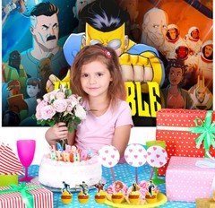 Invincible Party Supplies Set Balloons Cake Toppers Banner Birthday Decor