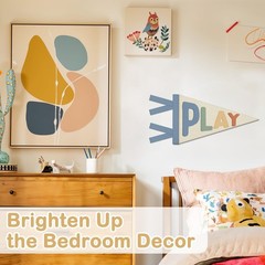 Kids Playroom Decor, Play Sign Wall Felt Pennants Banners Flags, Boho Colorful