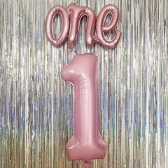 2Pcs Pastel Pink Balloon Set, 40inch Large Foil Light Pink Number 1 Balloon a…