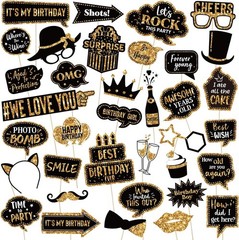 Engaging 36 Pcs Photo Booth Props for Chic Birthday and Graduation Parties