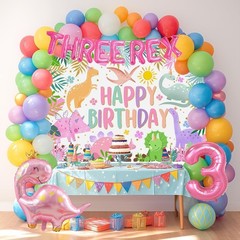 Mocsicka Dinosaur Birthday Backdrop – Cartoon Girl Birthday Background Party …