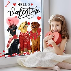 Valentine’s Day Window Clings Window Stickers Love Heart Dog Double-Sided Glass