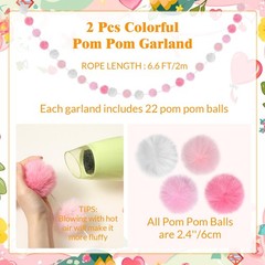 SmoothNovelty 2 Pack Large Pom Poms Garland Hanging Winter Decorations Colorf…