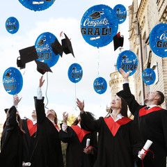 12Pcs 18″ Congrats Grad Foil Balloons Class of 2026 Graduation Party Decor