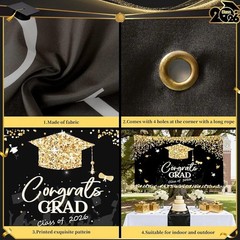 Graduation Decorations 2026 Black and Gold Graduation Backdrop and Congrats …