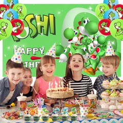 Yoshi Birthday Decorations Party Supplies Set Plates Balloon Cake Toppers Banner