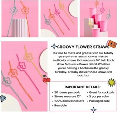 xo, Fetti Rainbow Flower Reusable Straw Set – 20 pc | One Size,