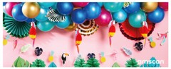Honeycomb Parrot Party Decorations Hanging Paper Tropical Birds 25cm Tall x 4